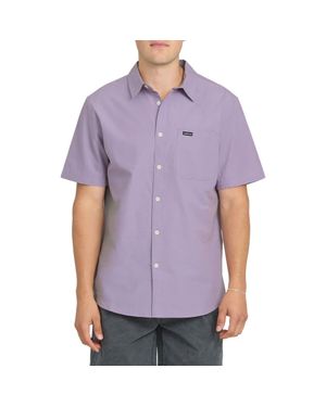 Quiksilver Shore Break Classic Short Sleeve Cotton Button-Up Shirt - Purple