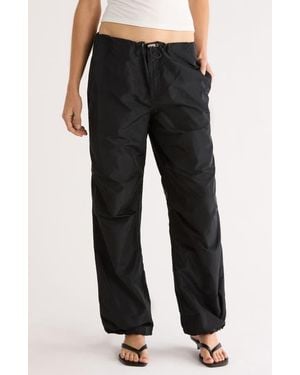 STAUD Dash Cinched Taffeta Pants - Black