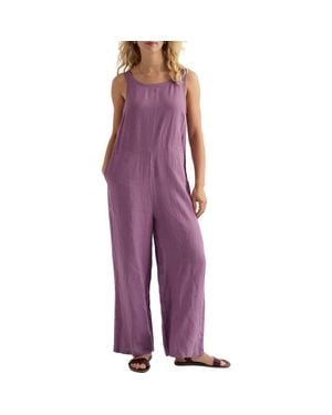 Seasalt Cornwall Salt Air Wide Leg Linen Jumpsuit - Purple