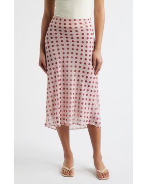 Bella Venice The Lawson Polka Dot Chiffon Midi Skirt - Red