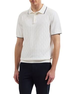 Bugatchi Argyle Short Sleeve Polo Sweater - White