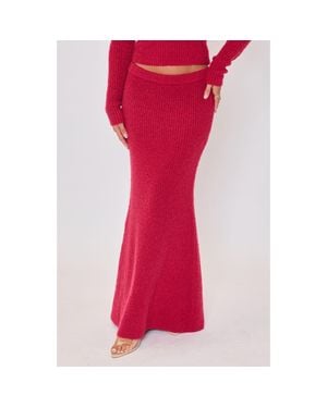 Vici Collection Ruby Flute Rib Maxi Skirt - Red