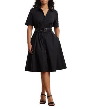 Ralph Lauren Belted Cotton Blend Shirtdress - Black