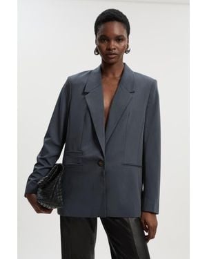 Karen Millen Twill Oversized Blazer - Blue