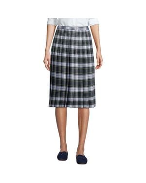 Lands' End School Uniform Plaid Pleated Skirt Below The Knee - Black