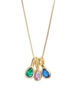 SET & STONES Multi Birthstone Teardrop Charm Necklace - Blue
