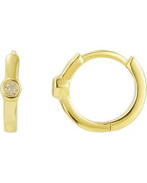 st. Moran Diamond Bezel Huggie Hoop Earrings - Metallic