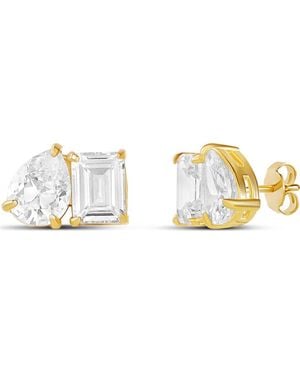 SHYMI Emerald And Pear Stud Earrings - Metallic