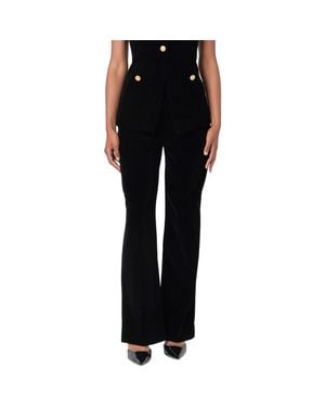 Endless Rose High Waist Wide Leg Velvet Pants - Black