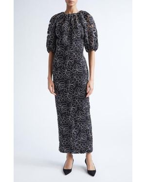 Lela Rose Naomi Floral Lace Dress - Black