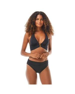 Carmen Marc Valvo Ruched Halter Bikini Top - Black