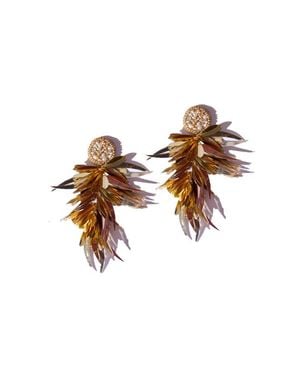 Simitri Fringe Earrings - Brown