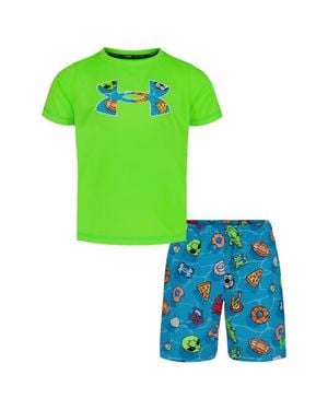 Under Armour Kids' Shark Rescue Rashguard & Swim Trunks Set - Green
