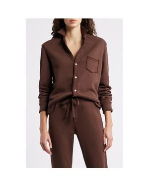 Frank & Eileen Eileen Relaxed Terry Button-Up Shirt - Brown