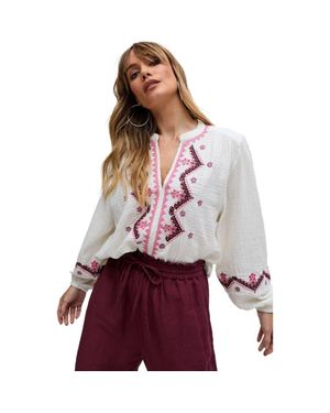 Raffya Dina V-Neck Embroidered Blouse