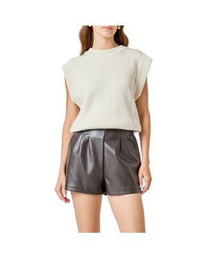 Endless Rose Cap Sleeve Rib Sweater - Black