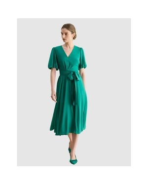 Hobbs Barrington Tie Waist Midi Dress - Green