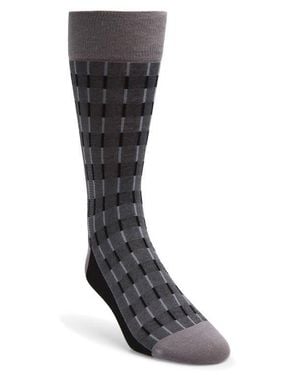 Cole Haan Stripe Cotton Blend Dress Socks - Black