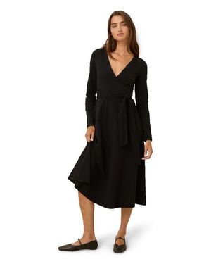 Pact Fit & Flare Wrap Dress Made With Organic Cotton - Black