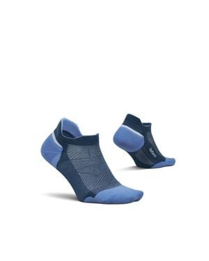 Feetures Elite Max Cushion No Show Tab Ankle Socks Sport Sock With Targeted Compression - Blue