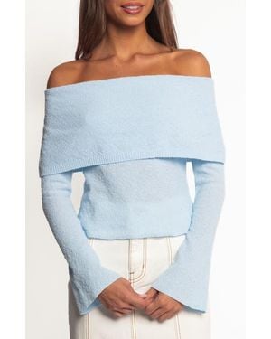 Petal & Pup Rory Off The Shoulder Knit Top - Blue