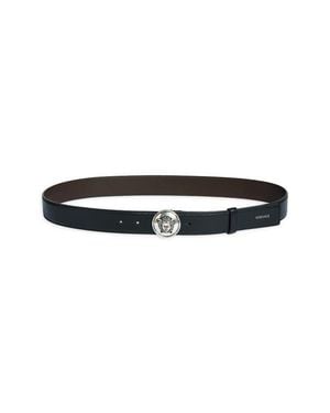 Versace Medusa Buckle Leather Belt - Black