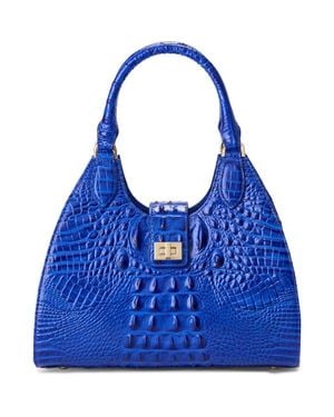 Brahmin Adrian Croc Embossed Leather Shoulder Bag - Blue