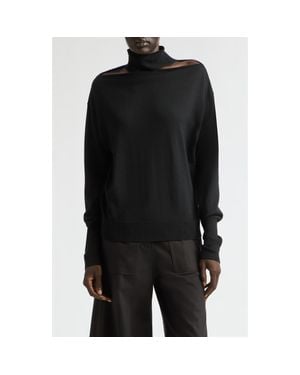Courreges Shoulder Cutout Merino Wool Sweater - Black