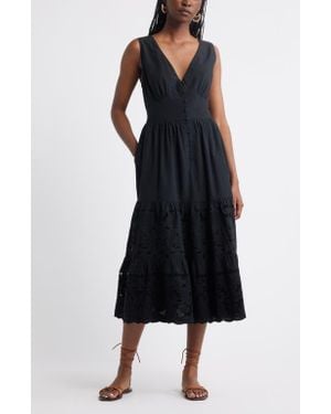 Treasure & Bond Lace Detail Sleeveless Cotton Dress - Black