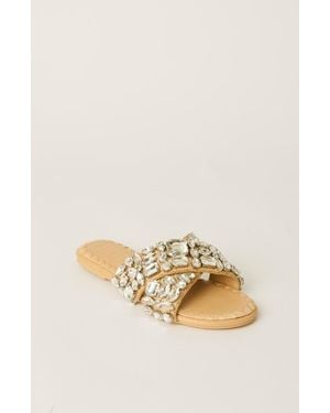 BTB Los Angeles Bijou Crystal Slide - Natural