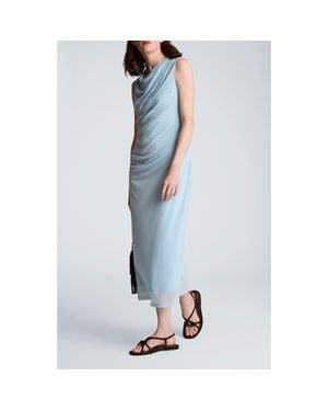 Kenneth Cole Ruched Sleeveless Midi Dress - Blue