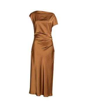 Sam Edelman Satin Bateau Neck Maxi Dress - Brown