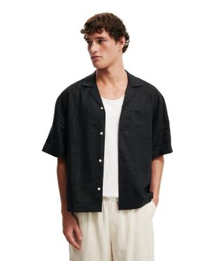 Cotton On Linen Box Fit Short Sleeve Shirt - Black