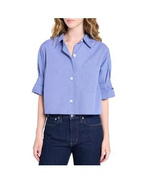 Twp Next Ex Crop Cotton Button-Up Shirt - Blue