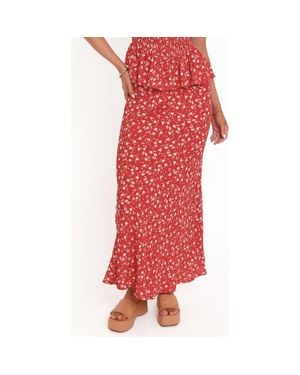 Petal & Pup Zoella Floral Print Maxi Skirt - Red