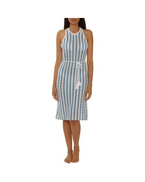 Becca Beachy Stripe Open Stitch Cover-Up Dress - Blue