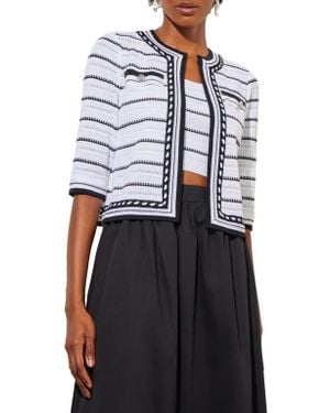 Ming Wang Stripe Cardigan - Black