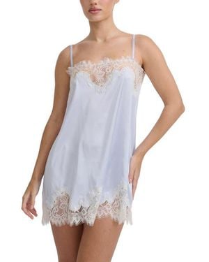 KAT THE LABEL Olivia Lace Trim Slip Chemise - White