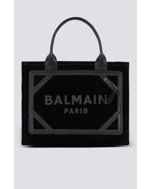 Balmain Small Suede B-Army Tote Bag - Black