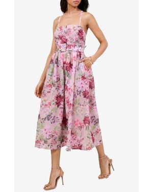 Lipsy Floral Belted Midi Sundress - Pink
