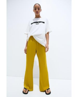H&M Flared Satin Pants - White