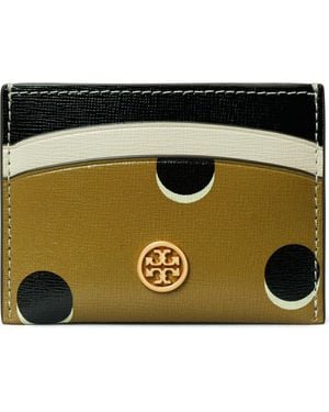 Tory Burch Robinson Dot Leather Card Case - Black