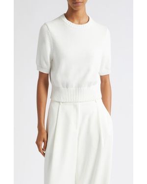 Toccin Elsie Organic Cotton Short Sleeve Sweater - White
