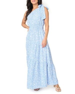 Gibsonlook Maya One-Shoulder Asymmetric Tiered Maxi Dress - Blue