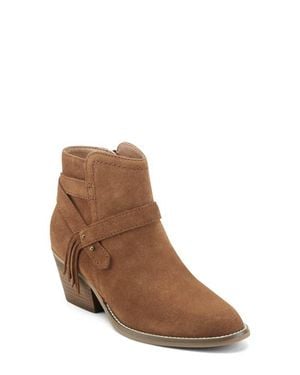 Earth Corbin Fringe Strap Ankle Bootie - Brown