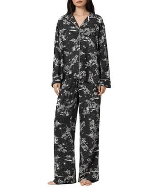 AllSaints Maude Contrast Piping Pajamas - Black