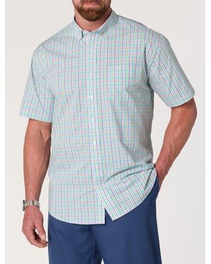Oak Hill by DXL Big & Tall Tech Small Plaid Sport Shirt - Blue