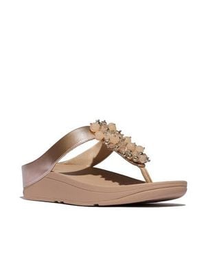 Fitflop Fino Bauble-Bead Toe-Post Sandals - Brown