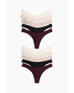 H&M 10-Pack Cotton Thong Briefs - Black