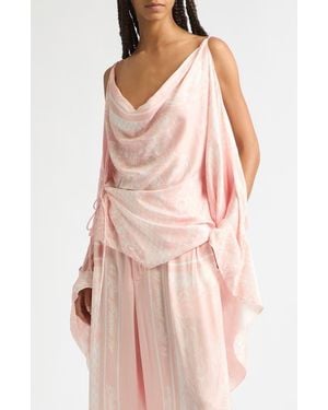 Balmain Foulard Print Open Shoulder Top - Pink